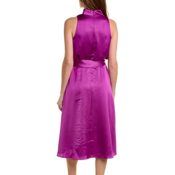 NWT Aidan Mattox Magenta Purple Satin Cowl Neck Cocktail Midi Dress - Picture 4 of 13